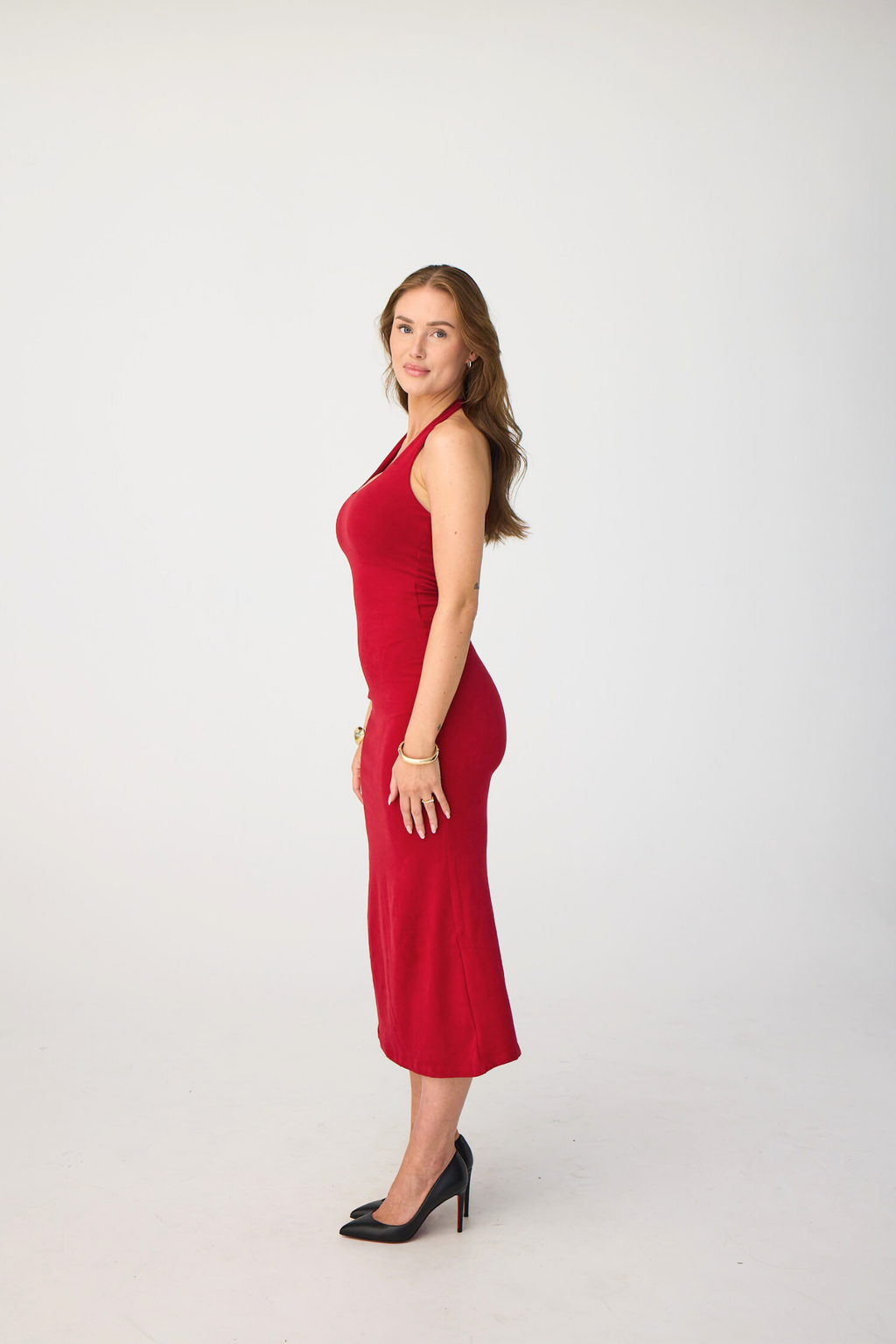 SOFT HALTERNECK MIDI DRESS