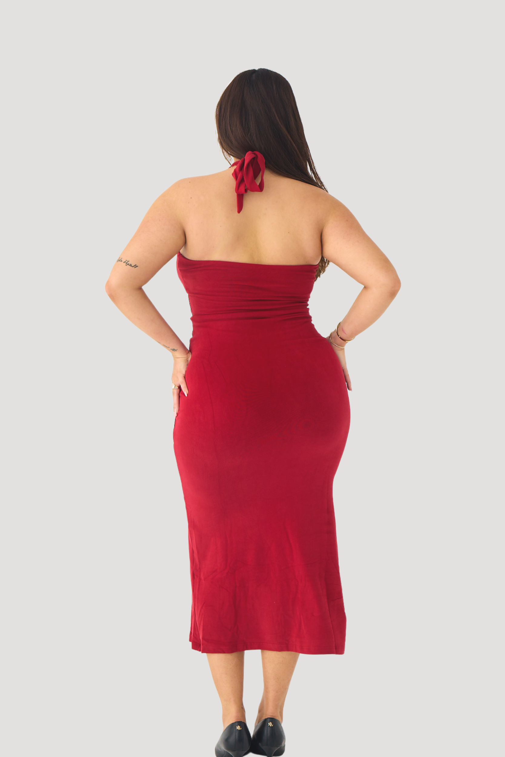 SOFT HALTERNECK MIDI DRESS